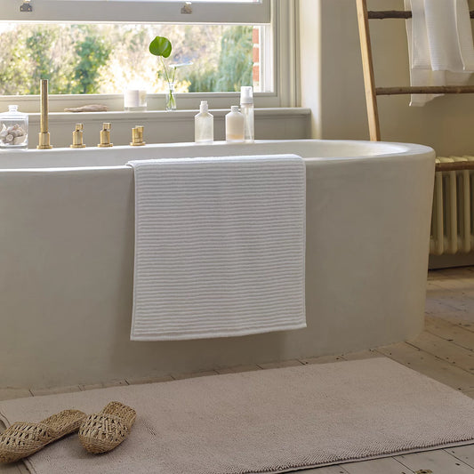 Turkish Pinstripe Bathmat White
