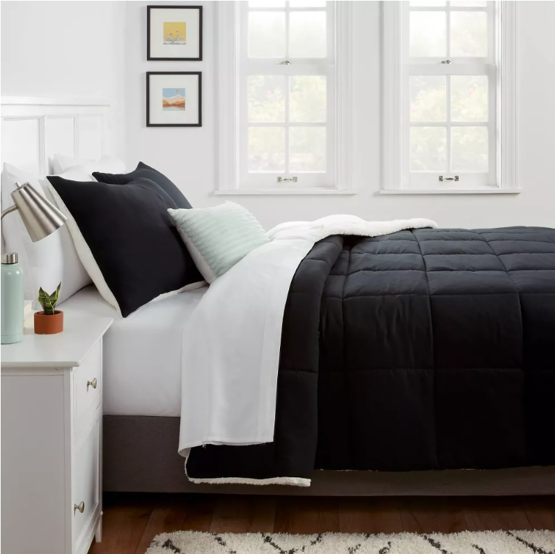 Faux Shearling Washed Microfiber Reversible Comforter